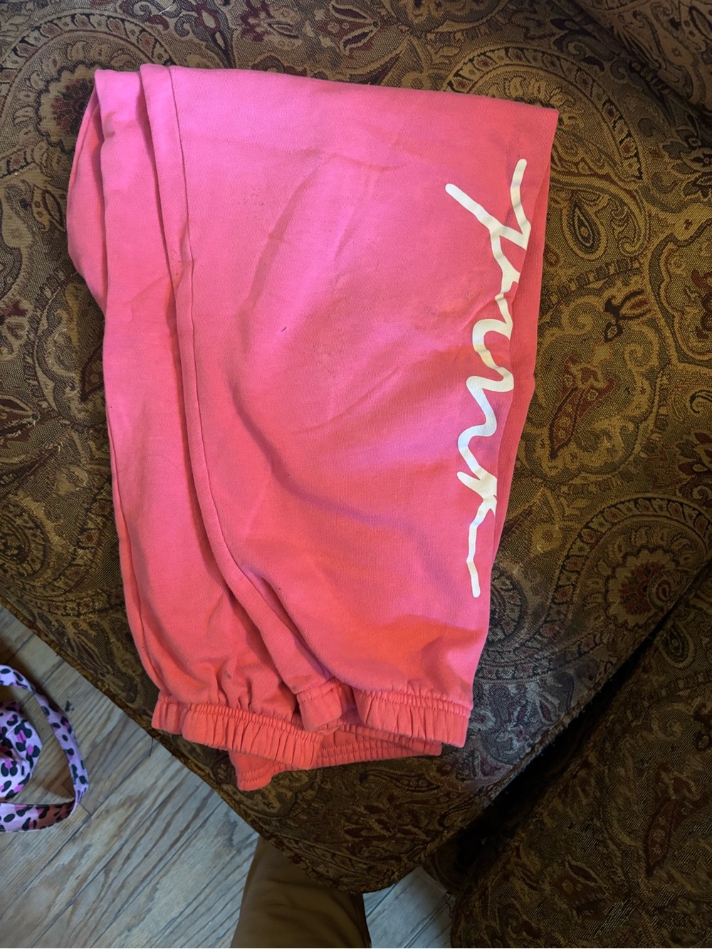 PINK Victoria's Secret Hot Pink Track Joggers with White Script